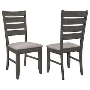 Dalila Grey and Dark Grey Ladder Back Fabric Seat Dining Side Chair Set of 2