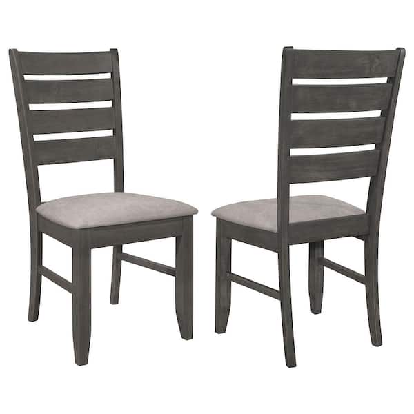 Coaster Dalila Grey and Dark Grey Ladder Back Fabric Seat Dining Side Chair Set of 2