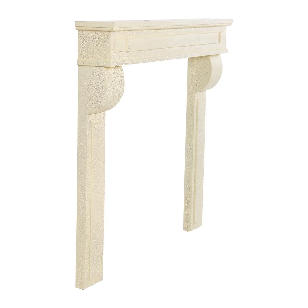 Distressed Cream Wood Wall Mount Fireplace Mantel, 50" Height