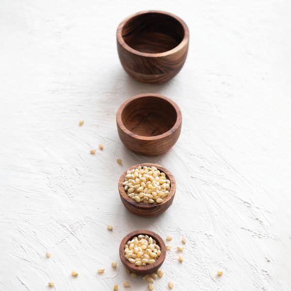 Espresso Finish Acacia Wood Nesting Serving Bowls Set