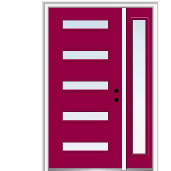 MMI Door 51 in. x 81.75 in. Davina Low-E Glass Left-Hand Inswing 5-Lite Modern Painted Steel Prehung Front Door with Sidelite
