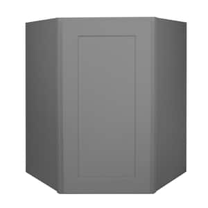 Newport Shaker Gray Ready to Assemble Wall Diagonal Corner Cabinet 24 in. W x 30 in. H x 24 in. D