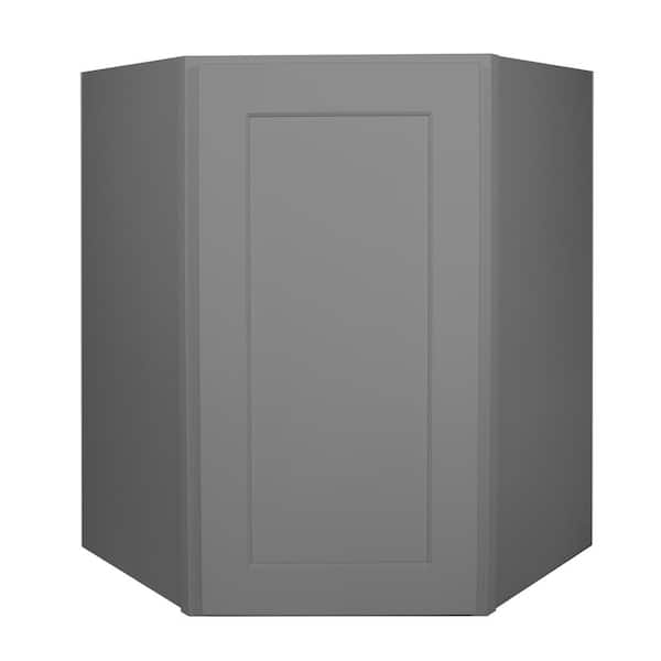 HOMEIBRO Newport Shaker Gray Ready to Assemble Wall Diagonal Corner Cabinet 24 in. W x 30 in. H x 24 in. D
