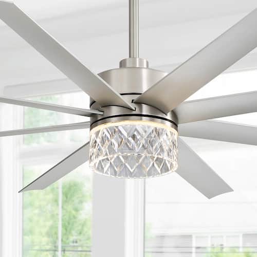 Fury 65 in. Indoor Integrated LED Brushed Nickel Industrial Ceiling Fan with Remote and Light Included Ceiling Fans
