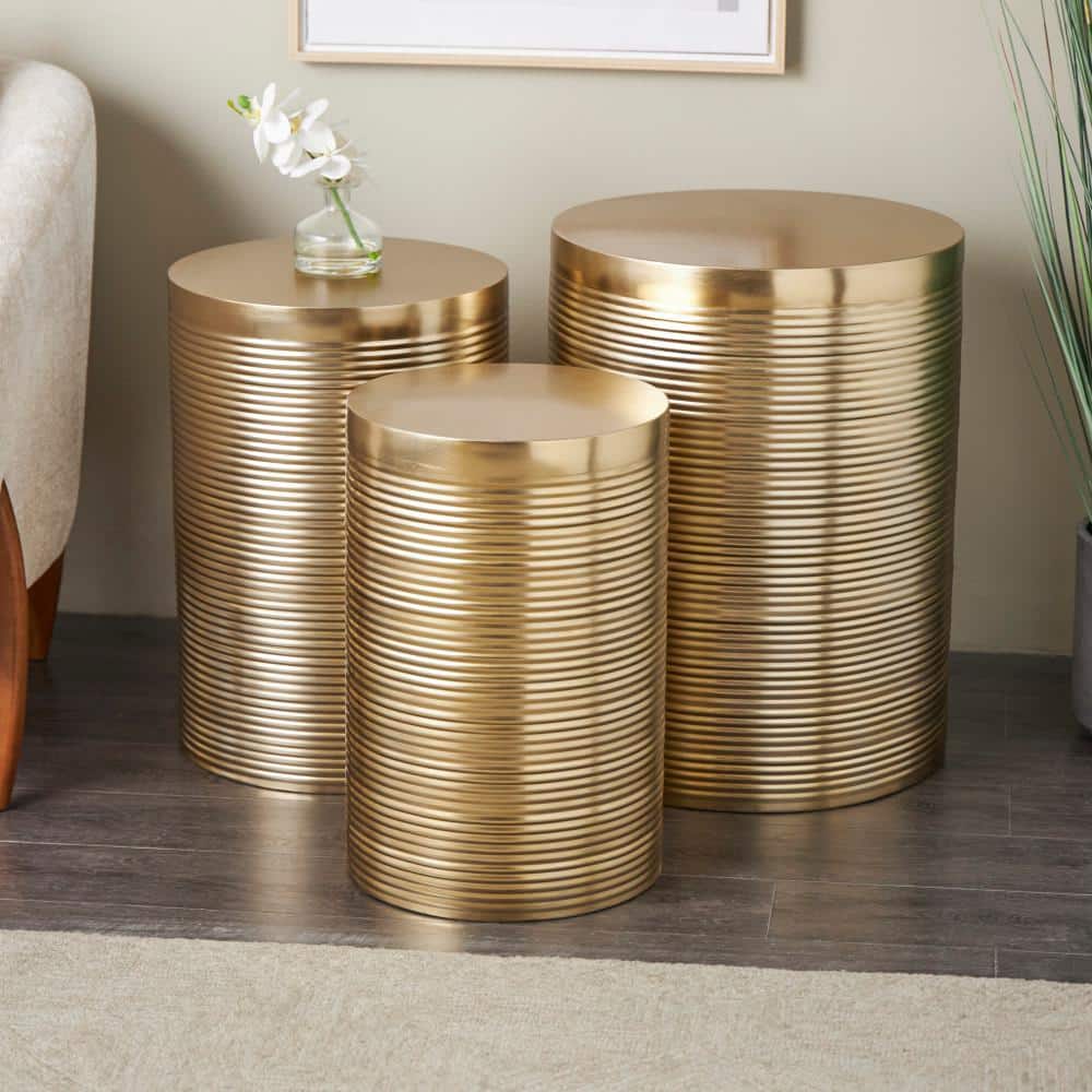 Gold drum end table sales