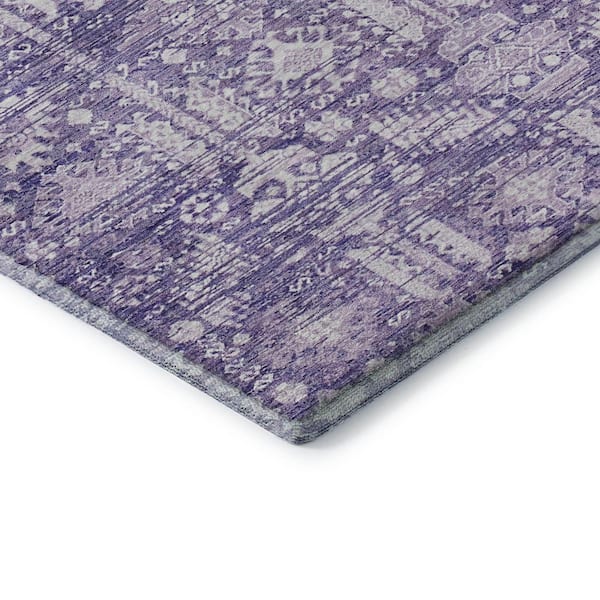 Mayfield Premium Machine Washable Abstract AMF1771 Purple 2 ft. 3 in. x 7 ft. 6 in. Runner Rug