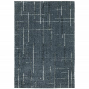 Blue and Grey Geometric 3 ft. x 5 ft. Power Loom Stain Resistant Area Rug