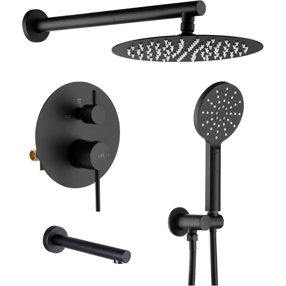2-Handle 3-Spray Shower Faucet 1.8 GPM with Corrosion Resistant, Pressure Balance Wall Mount in Matte Black price history on PriceWatchPro
