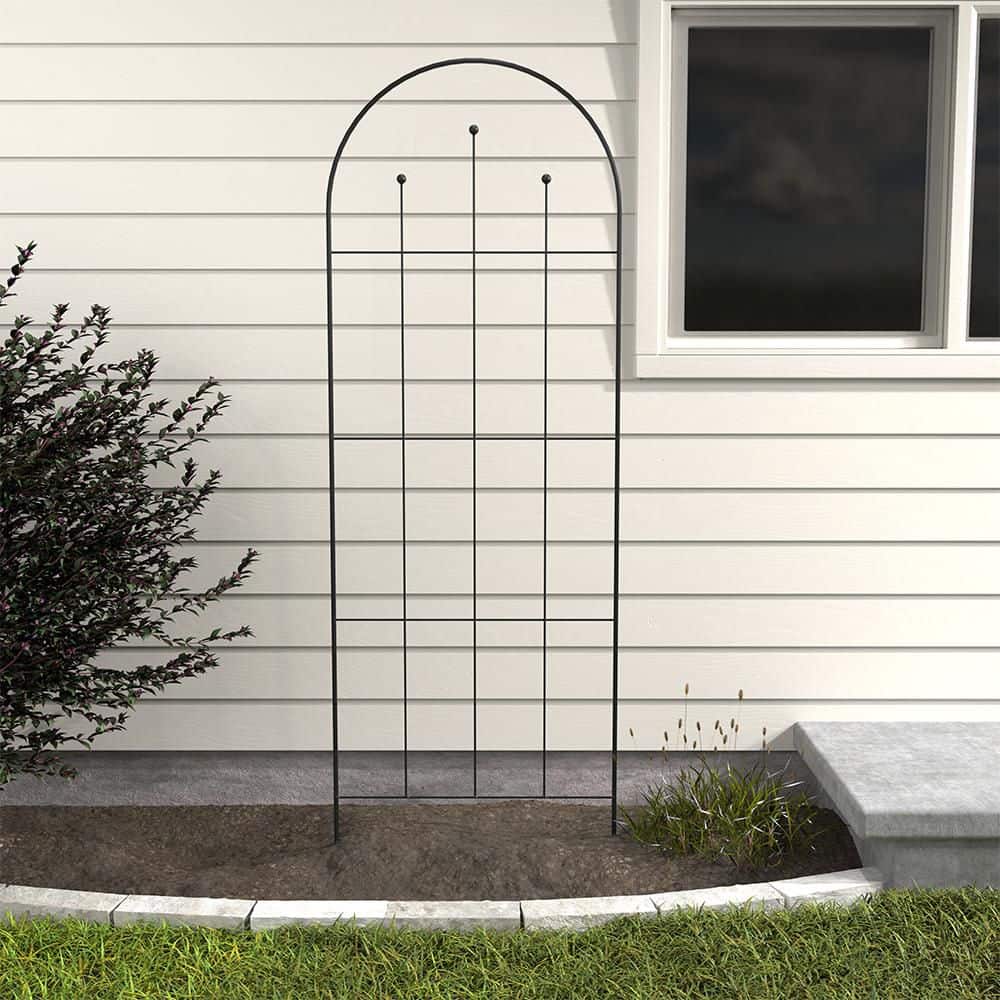 Vigoro 80 in. H Wisteria Black Metal Trellis 87230