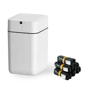 4 Gal. White Sleek Rectangular Touchless Sensor Plastic Trash Can with 120 Pcs Trash Bags, Auto Sealing, Auto Packaging