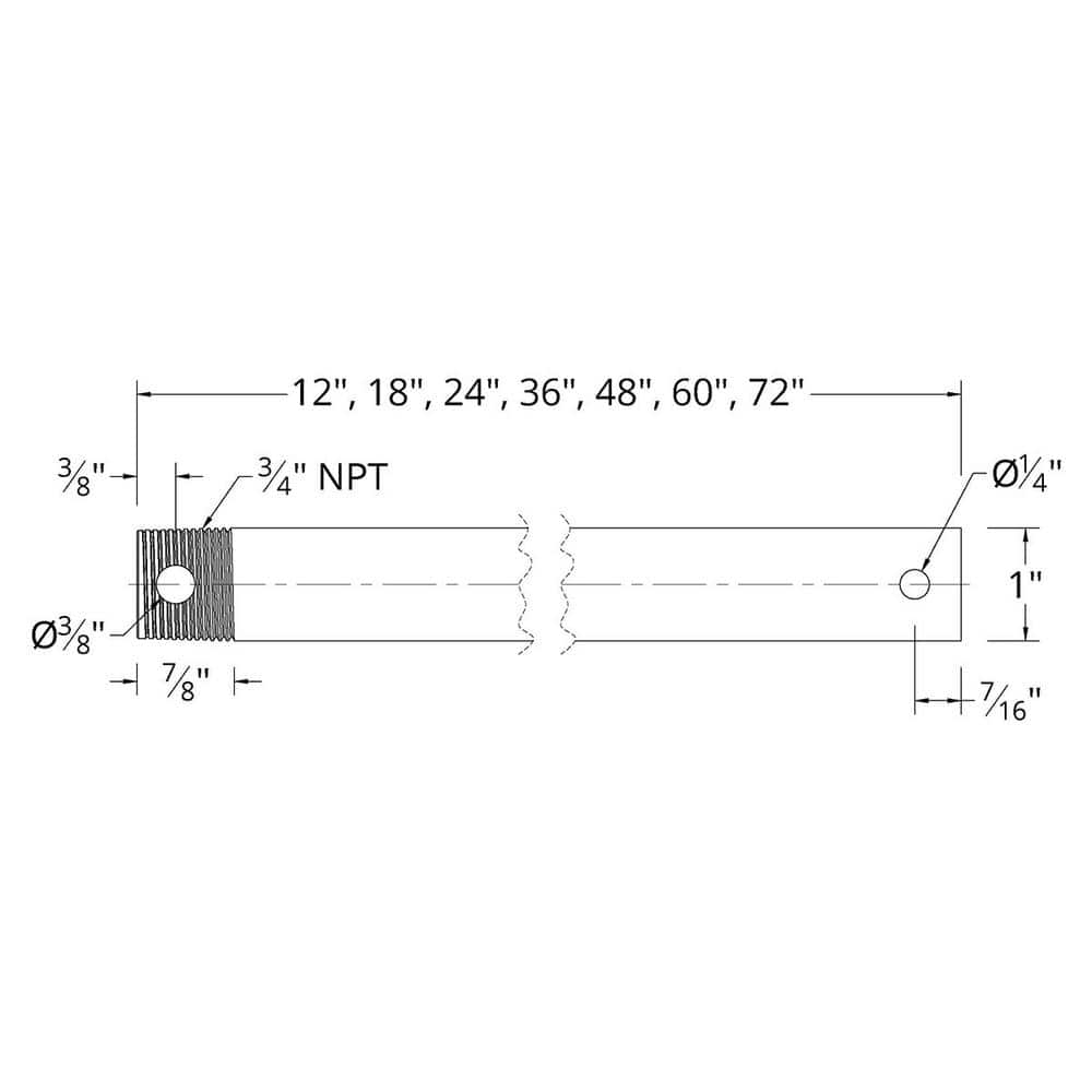 18 Inch Matte Black Ceiling Fan Extension Downrod