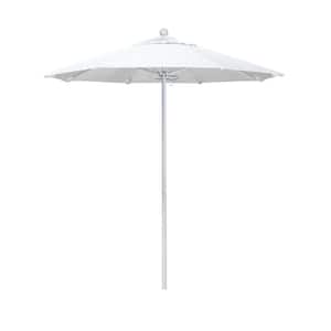 7.5 ft. White Aluminum Commercial Market Patio Umbrella with Fiberglass Ribs and Push Lift in Natural Sunbrella