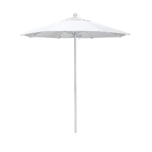 California Umbrella 7.5 ft. White Aluminum Commercial Market Patio Umbrella with Fiberglass Ribs and Push Lift in White Olefin