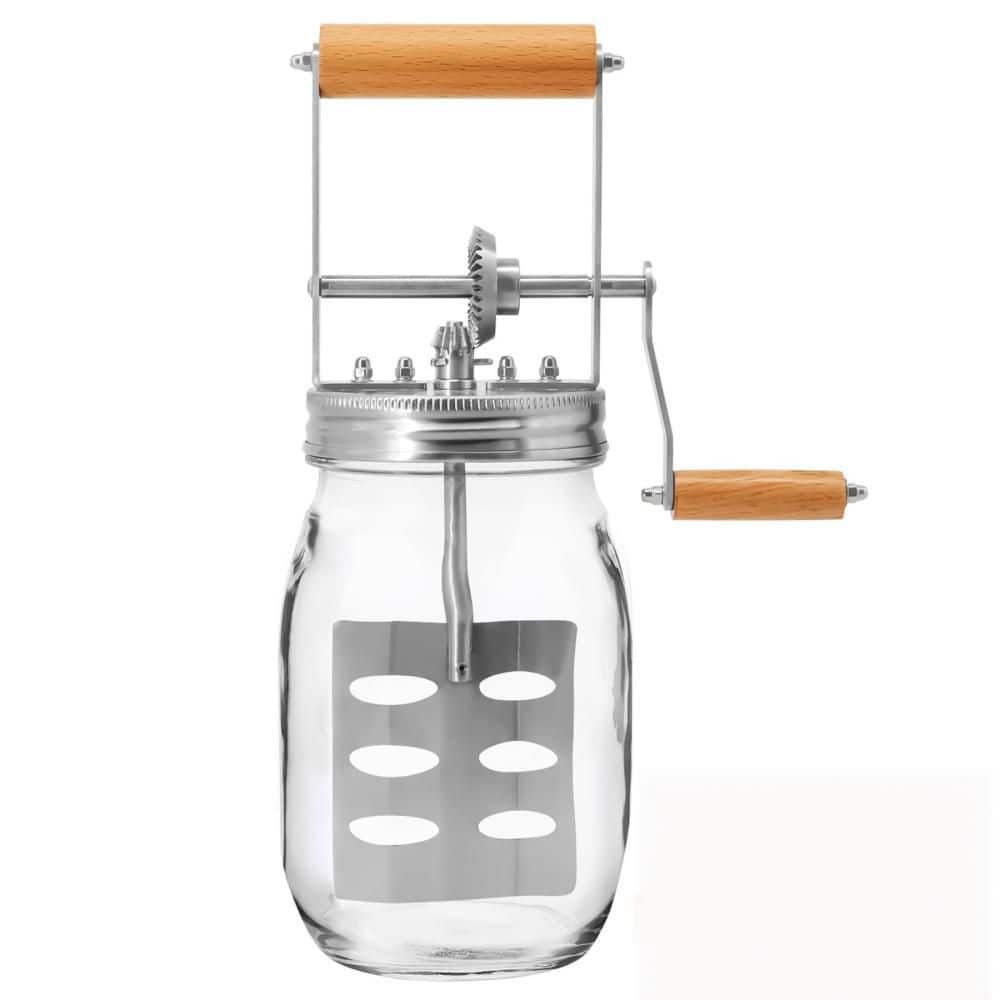 32 oz. Glass and Stainless Steel Butter Churner for Family Kitchen Fun and Homemade Butter Making (1-Pack)