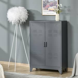 Industrial Grey Steel Cabinet with Adjustable Shelves