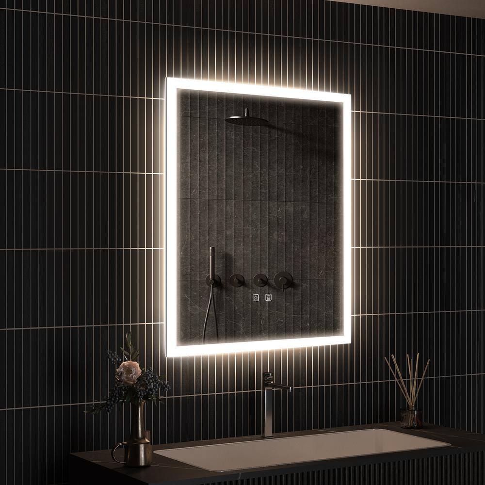 24 in. W x 30 in. H Rectangular Frameless LED Light with 3-Color and Anti-Fog Wall Mounted Bathroom Vanity Mirror price history on PriceWatchPro