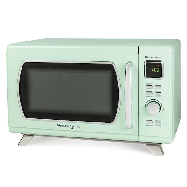 Nostalgia 0.9 cu. ft. Countertop Microwave in Seafoam Green with 8 Settings