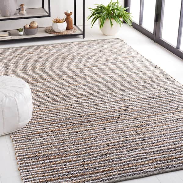 Vintage Leather 3 ft. x 5 ft. Gray/Ivory Striped Area Rug