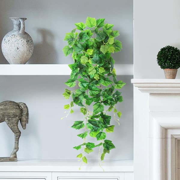 Artificial Hanging Plants 3ft Hanging Vines with Fake Leaves, Green White  Ivy