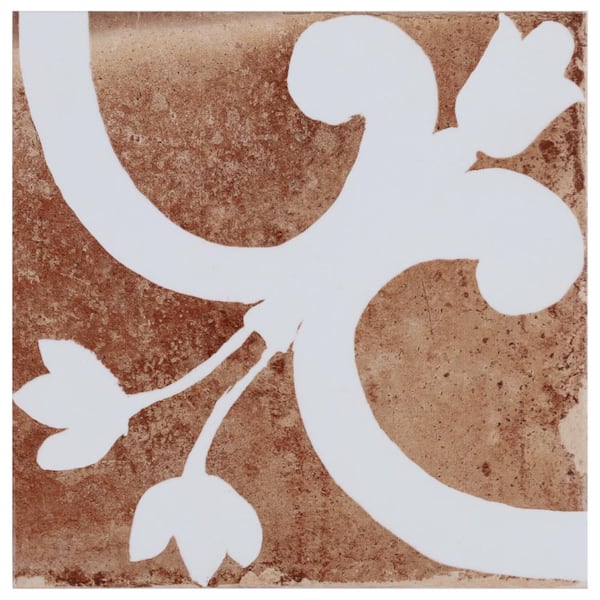 Angela Harris Sicilia Flora 7.87 in. x 0.31 in. Matte Porcelain Floor and Wall Tile Sample