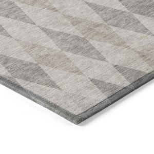 Beige Taupe and Brown 8 ft. x 10 ft. Woven Geometric Rectangle Indoor/Outdoor Area Rug