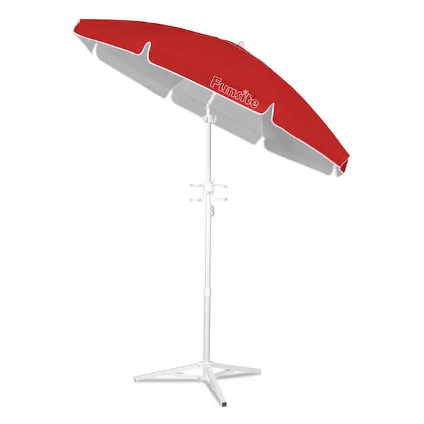 GARSING 6.5 ft. Steel Tilt Beach Umbrella in Red with Carrying Bag