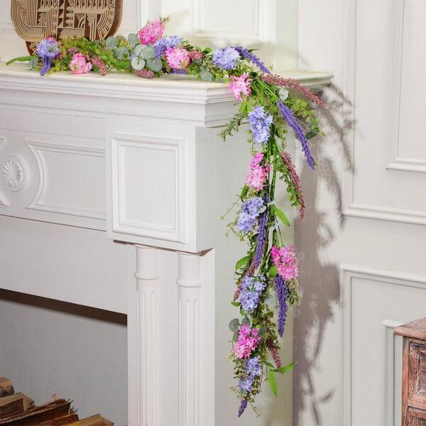 6 ft. Purple Artificial Mixed Flower Garland with Lilac and