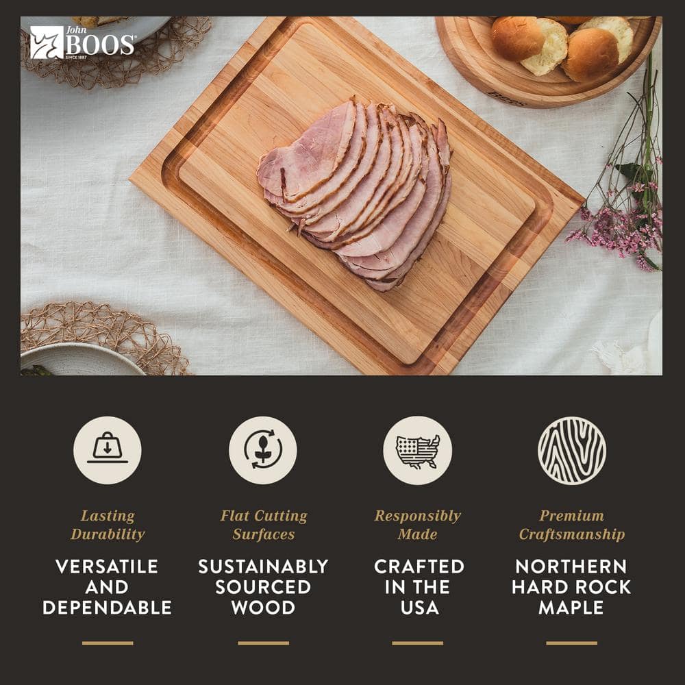 Maple Wood Reversible Cutting Board with Juice Groove