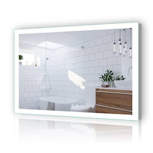 LED 48 in. W. x 36 in. H Rectangular Frameless Anti-Fog Wall Bathroom Vanity Mirror in Silver