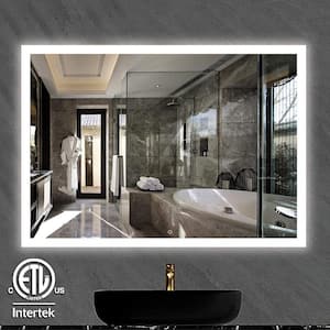 42 in. W x 30 in. H Large Rectangular Frameless LED Light with Anti-Fog Wall Mounted Bathroom Vanity Mirror