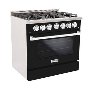 BOLD 36" 5.2 Cu.Ft. 6 Burner Freestanding Single Oven All Gas Range with Gas Stove and Gas Oven in Black Stainless steel