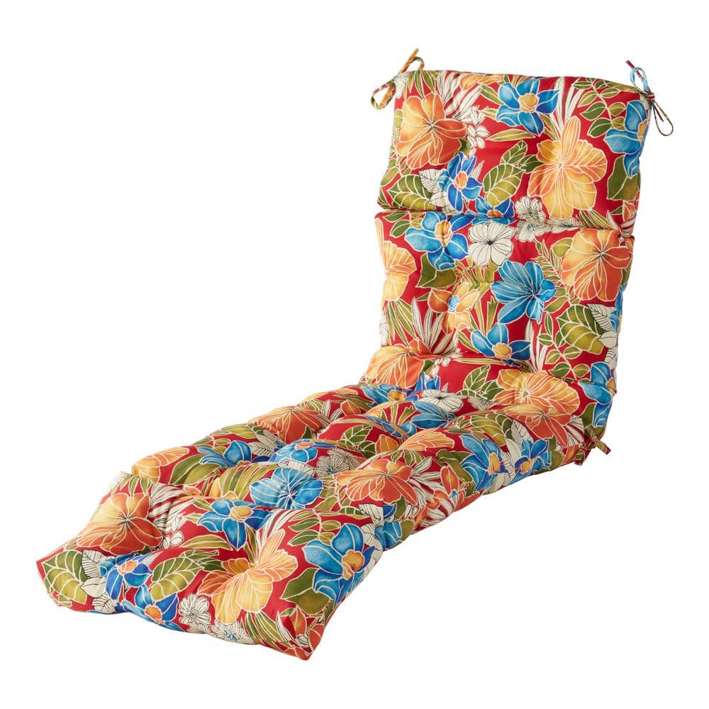 Greendale Home Fashions 72 in. x 22 in. Outdoor Chaise Lounge Cushion in Aloha Red Floral -  OC4804-ALOHA-RE