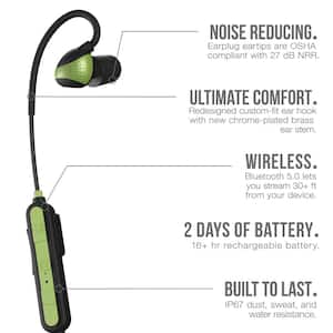 Pro Aware Bluetooth Hearing Protection Earbuds, 26 dB NRR, OSHA Compliant Work Ear Protection, Bright Green