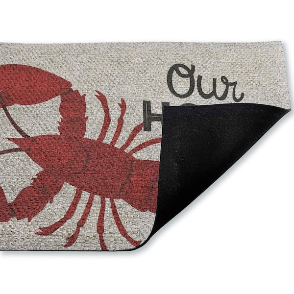 Our Home Lobster Black 18 in. x 30 in. Polyester Non-Slip Outdoor Door Mat