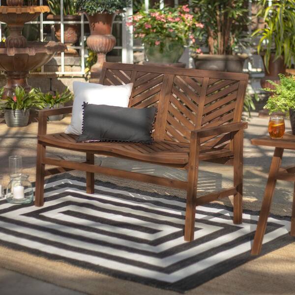 Dark Brown Acacia Wood Outdoor Loveseat, Acacia Wood Outdoor Furniture Pros And Cons