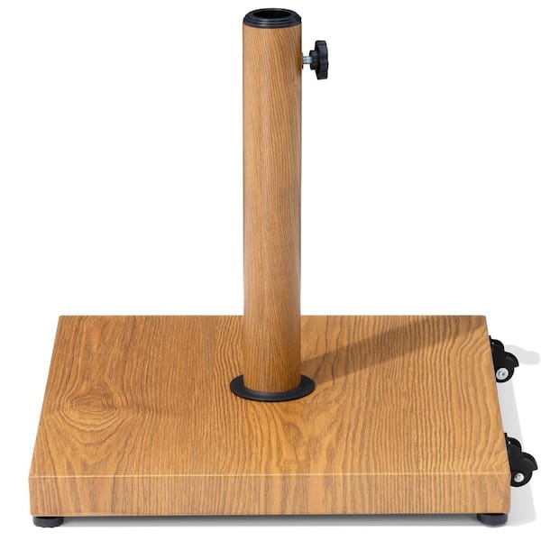Crestlive Products 40 lbs. Concrete Patio Umbrella Base in Tek Wood With Wheels