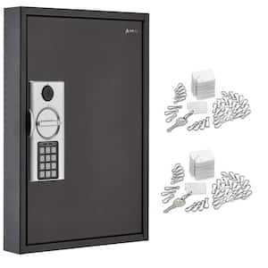 60-Key Steel Heavy-Duty Safe Lock Box Key Cabinet with Digital Lock, Black, with 100-Key Tags