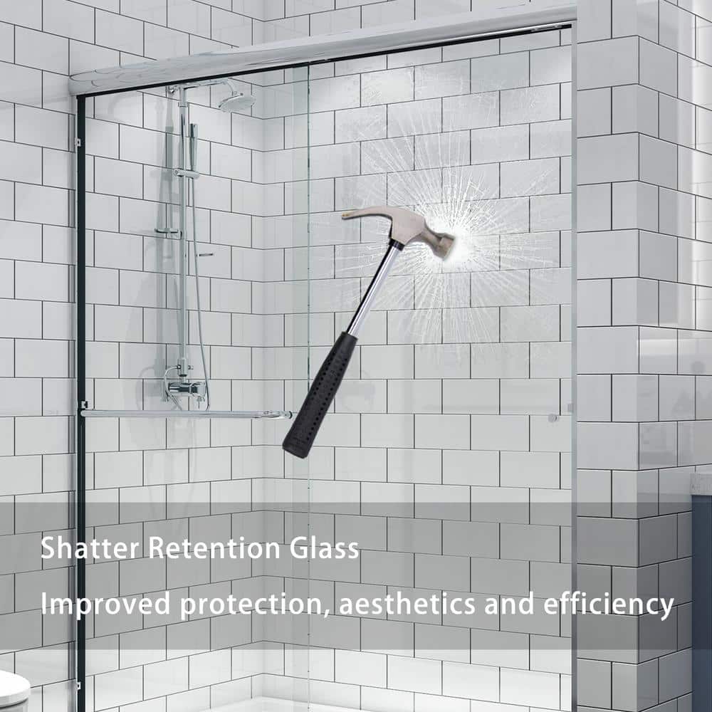 Chrome Double-Sliding Shower Door with Clear Glass Panels