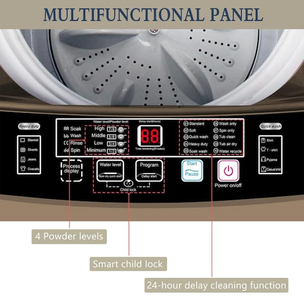 1.39 cu.ft. Top Load Washer in Gold with 17.8 lbs Large Capacity, 8 Water Level and Max Spin Speed 1000 RPM
