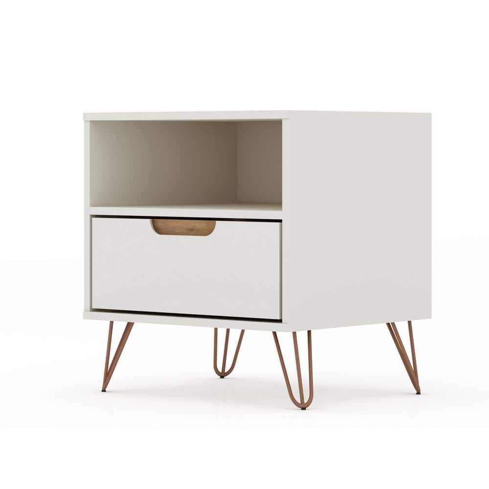 Set of 2 Gray Wood Nightstands with Hairpin Legs