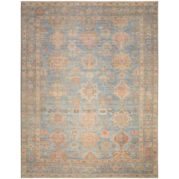 Vintage Washables Navy Multicolor 9 ft. x 12 ft. Floral Traditional Area Rug