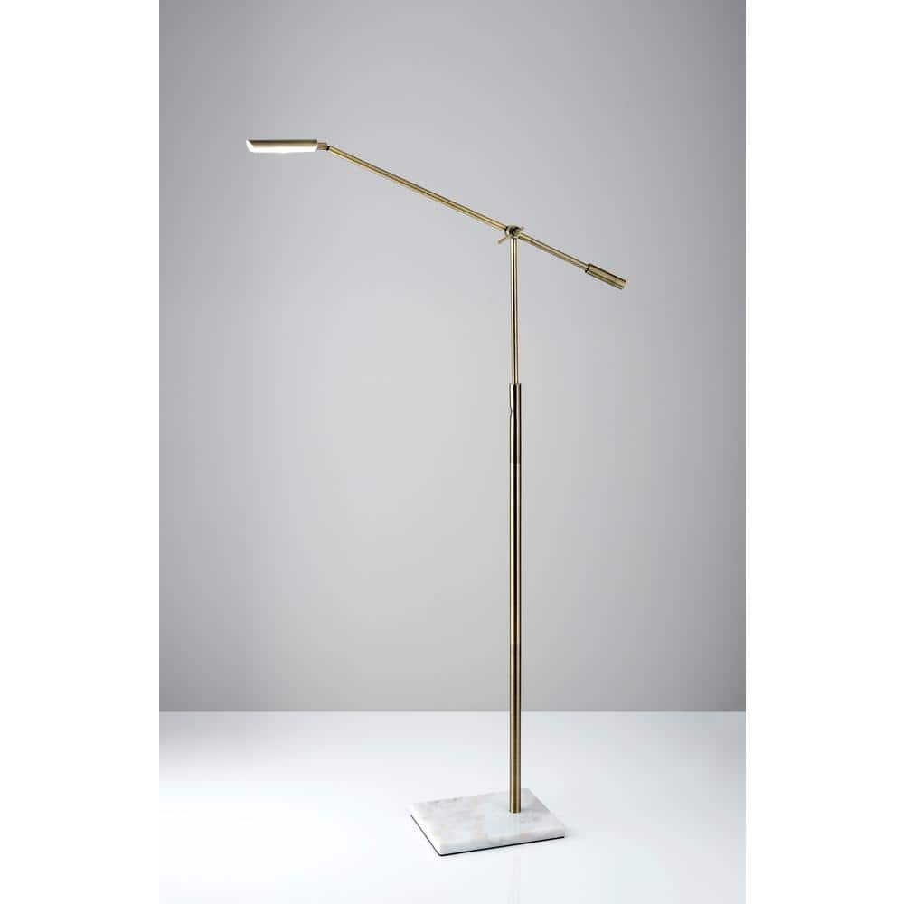 Adjustable Antique Brass and Marble LED Floor Lamp