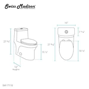 Virage 1-piece 0.8/1.28 GPF Dual Flush Elongated Toilet in White Seat Included