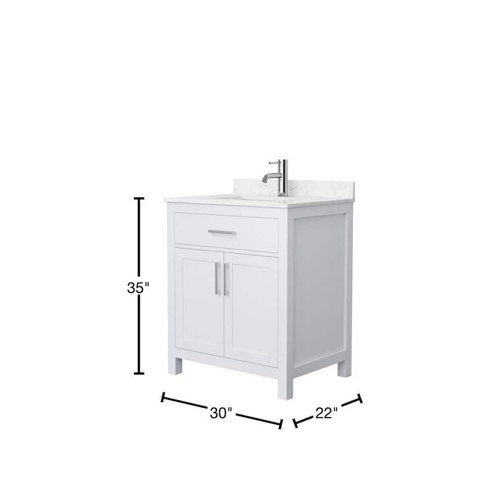White Freestanding Single Bathroom Vanity with Marble Top