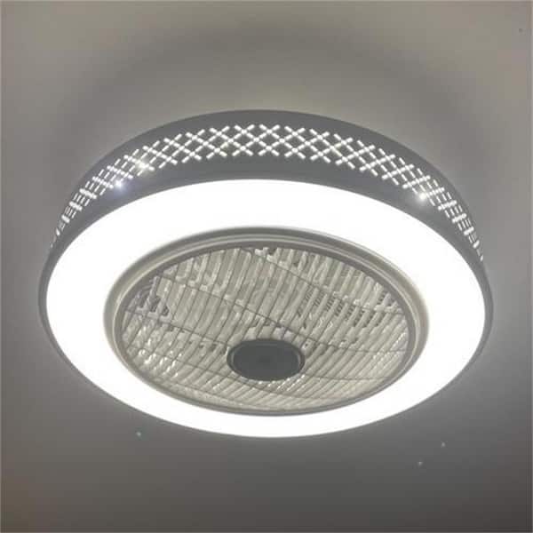 OUKANING 21.6 in. Integrated LED Indoor White Smart Enclosed Ceiling Fan with Remote