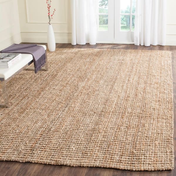 Natural Fiber Beige 8 ft. x 8 ft. Square Solid Area Rug