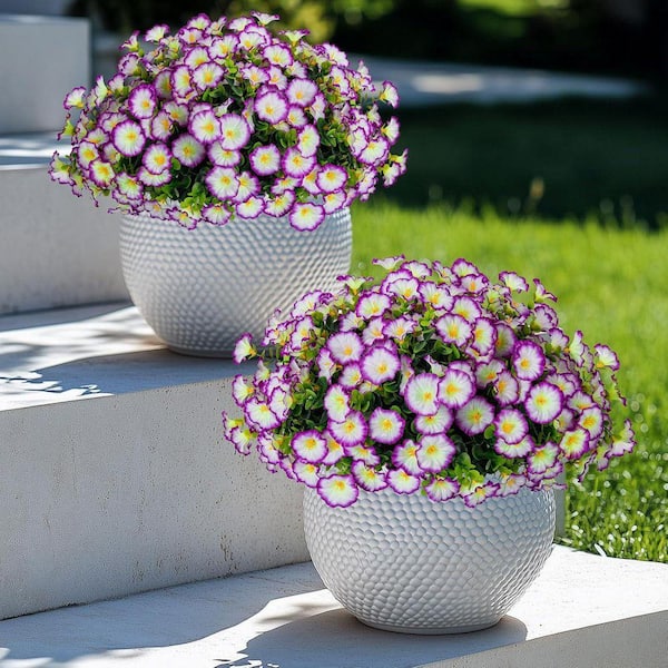 13.78 in Purple/White Indoor/Outdoor Artificial Morning Glory Fake