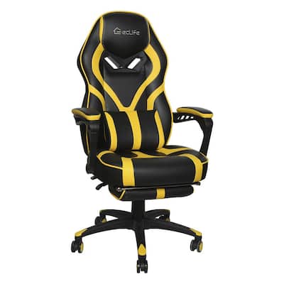 Yellow Comfort PU Leather Seat Ergonomic Height Adjustable Massage Computer Office Gaming Chair with Arms