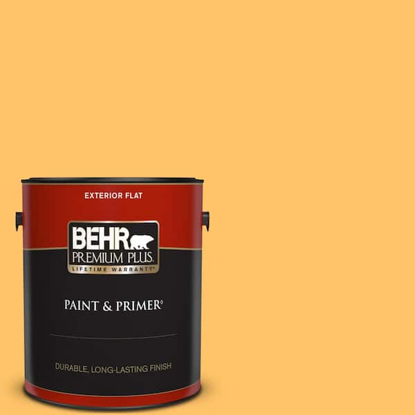 BEHR PREMIUM PLUS 1 gal. #PPU6-06 Honey Locust Flat Exterior Paint & Primer