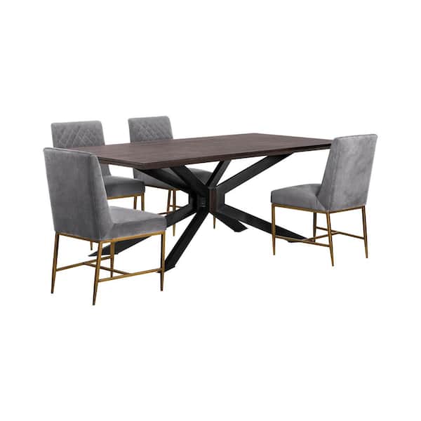 Armen Living Pirate and Grey Memphis 5-Piece Modern Dining Set